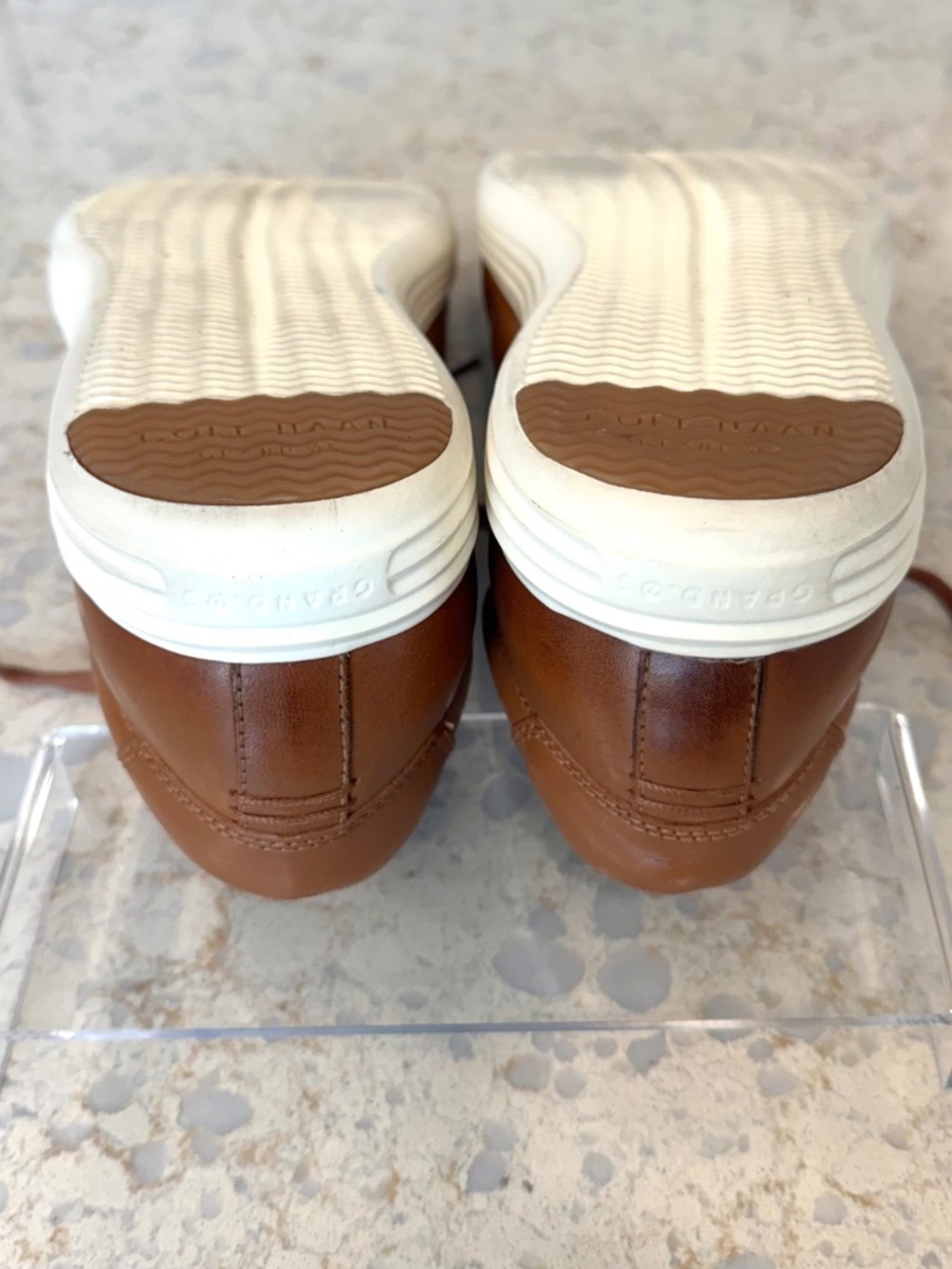 Men's Cole Haan Size 11.5M Cognac Leather Lace Up Sneakers, Arch Support - Picture 4 of 7